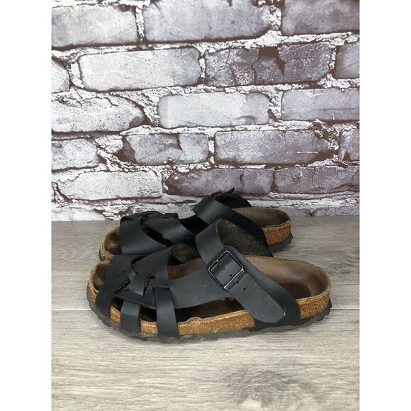 Birkenstock Pisa Black Leather Strappy Slides Cork Sandals Women’s Sz 36EU/5M US - Picture 4 of 16